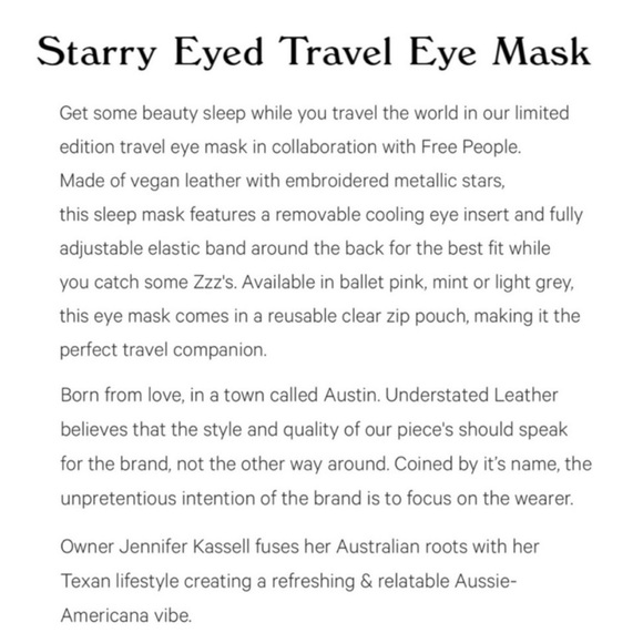 Limited Edition Free People x Understated Vegan Leather Travel Eye Mask - Picture 6 of 7